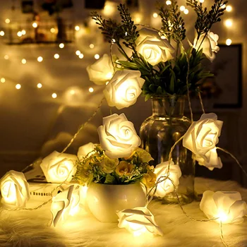 1.5 M 10LED yapay gül çiçek çelenk dize ışık LED peri ışıkları sevgililer günü düğün noel partisi süslemeleri