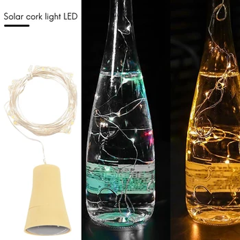 1 ADET Güneş 2 M LED Mantar Şekilli 20 LED gece peri dize ışık Kork Solarbetrieben ışık şarap şişesi lambası parti kutlama hediye