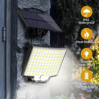 106 LED güneş ışıkları açık su geçirmez hareket sensörü bahçe duvarı ledi lamba 4 çalışma modu ayarlanabilir kafa geniş aydınlatma açısı