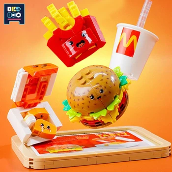 261 ADET Karikatür Fast Food Seti Hamburger Yapı Taşları Patates Kızartması Kızarmış Tavuk Tuğla çocuk Oyuncakları Eğitici Oyuncaklar Kızlar