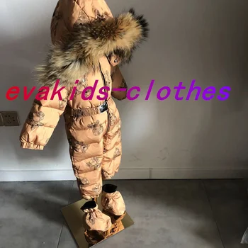 Tasarımcı Perakende kış bebek çocuk giyim aşağı ceket elbise stokta ücretsiz kargo Rus kış beyaz ördek takım elbise çocuk