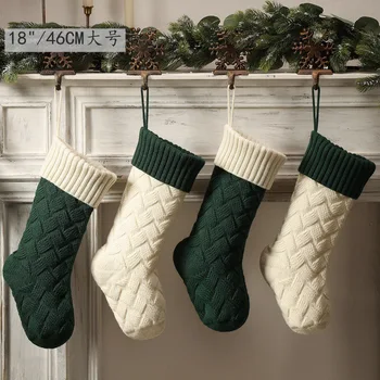 Yeni örme Noel çorap hediye çantası ev dekorasyon ürünleri yün Noel dekorasyon mat büyük